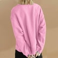 thumbnail image 4 of Darzheoy Womens Tops Printed Round Neck Trendy Long Sleeve Drop Shoulder Sweatshirts Solid Color Versatile Seamless Casual Pullover Hoodless Blouses, 4 of 8