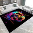 thumbnail image 4 of Washable Area Rug 8x10 ft Colorful Graffiti Skull 3D Print Area Rug for Living Room Bedroom Kids Room Home Decor Carpet, Indoor Non-Slip Floor Rug Mat, Low Pile Rugs, 4 of 7