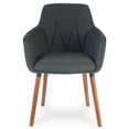 thumbnail image 5 of 3 Piece Dining Set, 2 Modern Style Solid Wood Alba Armchairs w Round Dining Table, Kitchen Set for Two, Modern Armchairs and Round Table, Dining Table Set, Dark Gray Color, 5 of 10