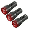 thumbnail image 1 of Unique Bargains 3pcs Pilot Light AC/DC 110V Panel Indicator Flashing Alarm with Buzzer, Red LED, 1 of 7
