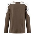 thumbnail image 5 of TKLPEHG Women's Blouses Crew Neck Lace Stitching Shirt Fashion Lightweight Long Sleeve T Shirt Loose Fall Tops Solid Color Casual Comfy Blouses Pullover (Coffee,XXL), 5 of 5