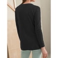 thumbnail image 2 of Sudadera con capucha de manga larga para mujer, cuello redondo, color puro, top para mujer con botones de metal para vacaciones, viajes, compras, escuela, oficina, negro M, 2 of 6