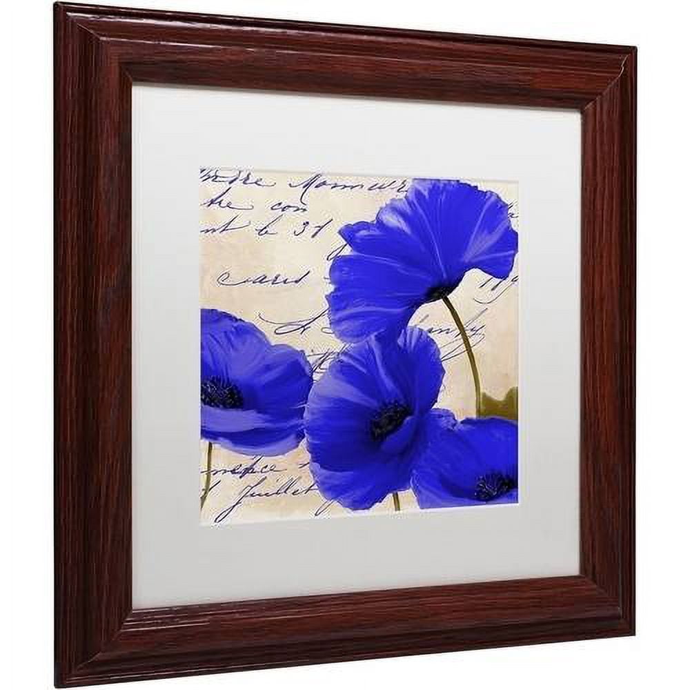 Trademark Fine Art "Coquelicots Bleues I" Canvas Art by Color Bakery White Matte, Wood Frame