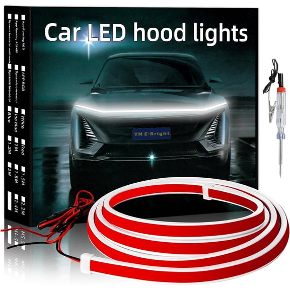 Led Hood Light Strip Exterior Led Strip Lights for Cars Waterproof Flexible DRL Dynamic Scan Start Up Hoodbeam Kit Daytime Running Light for Car,Truck,SUV,12V 70inch White,1 Set