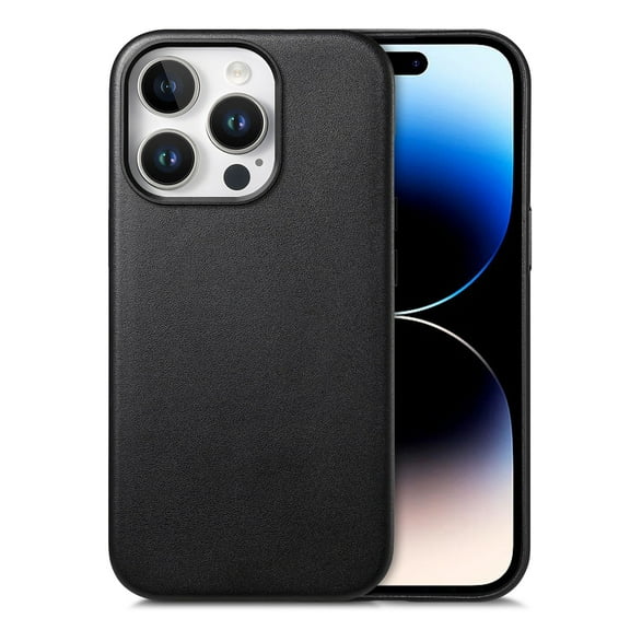Dteck for iPhone 13 Pro Max Case, Compatible with MagSafe, Preminum PU Leather Shockproof Cover with Metal Buttons Camera Bump Frame,Slim Anti-Fingerprint Protective Case,Black