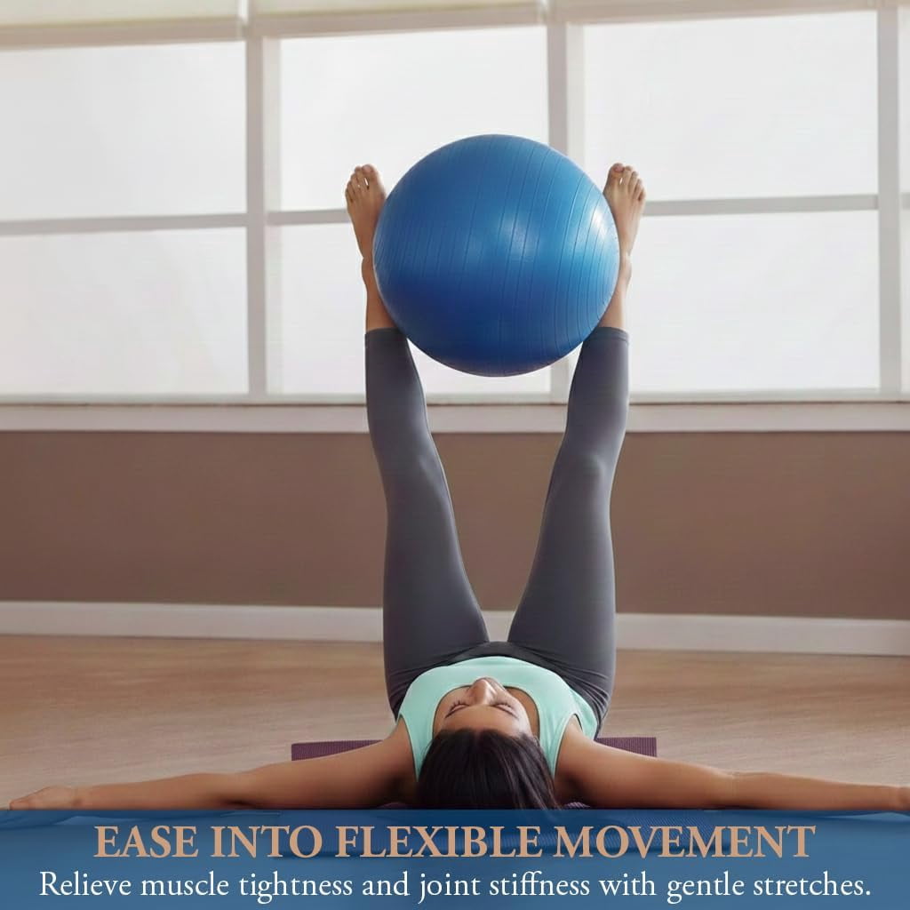 Premium Fitness Ball with Strap – Stability, Core Strength & Balance Trainer for Home Gym & Physical Therapy, Anti-Burst & Non-Slip Exercise Ball,65cm