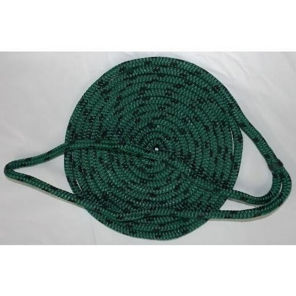 3/8 Inch x 15 Ft Green Double Braid Mooring and Docking Line for Boats