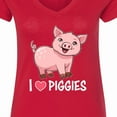 thumbnail image 4 of Inktastic I Love Piggies Cute Pig Women's V-Neck T-Shirt, 4 of 5