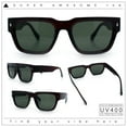 thumbnail image 2 of Retro Gentlemanly Hipster Thick Horn Rim Rectangular Sunglasses Brown - Green, 2 of 8