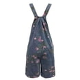 thumbnail image 4 of Women Summer Straps Ruffle Short Denim Romper Plus Size Floral Jean Sleeveless Flared Romper Y2k,Blue,L, 4 of 5