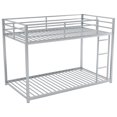 thumbnail image 4 of Twin over Twin Metal Bunk Bed, Low Bunk Bed with Ladder, Heavy-Duty Steel Frame with Full-Length Guardrails, Space-Saving Design for Bedroom, Dorm, Guest Room, Silver, 4 of 9