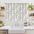 thumbnail image 2 of Pastoral Botanical Kitchen Curtains 72 Inch Length, Watercolor Teal Yellow Spring Floral Grommet Top Bedroom Living Room Curtains, Light Filtering Cafe Curtain Drapes 2 Panels Set 104''x72'', 2 of 9