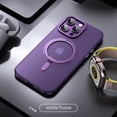 thumbnail image 1 of Magnetic 360°Rotation Stand Phone Case For iphone 11 12 13 14 15 Pro Max 15Plus With Ring Holder Frosted Transparent Cover Funda Matte Purple For iphone 13 Pro, 1 of 6