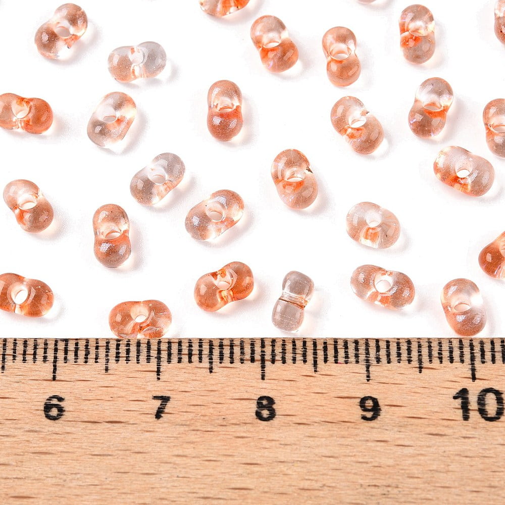 1Pound Spray Painted Glass Seed Beads Peanut Light Salmon 6~6.5x4x3mm Hole: 1.4~1.5mm 4000pcs/pound