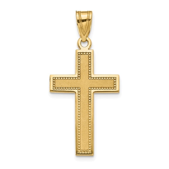 14k Yellow Gold Large Satin Cross Pendant - 1.6 Grams - Measures 33.8x16mm Wide