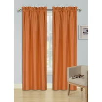 1-Piece 100% Blackout Rod Pocket Solid Window Curtain Panel With Lined Backing 35" X 63" R64 Orange