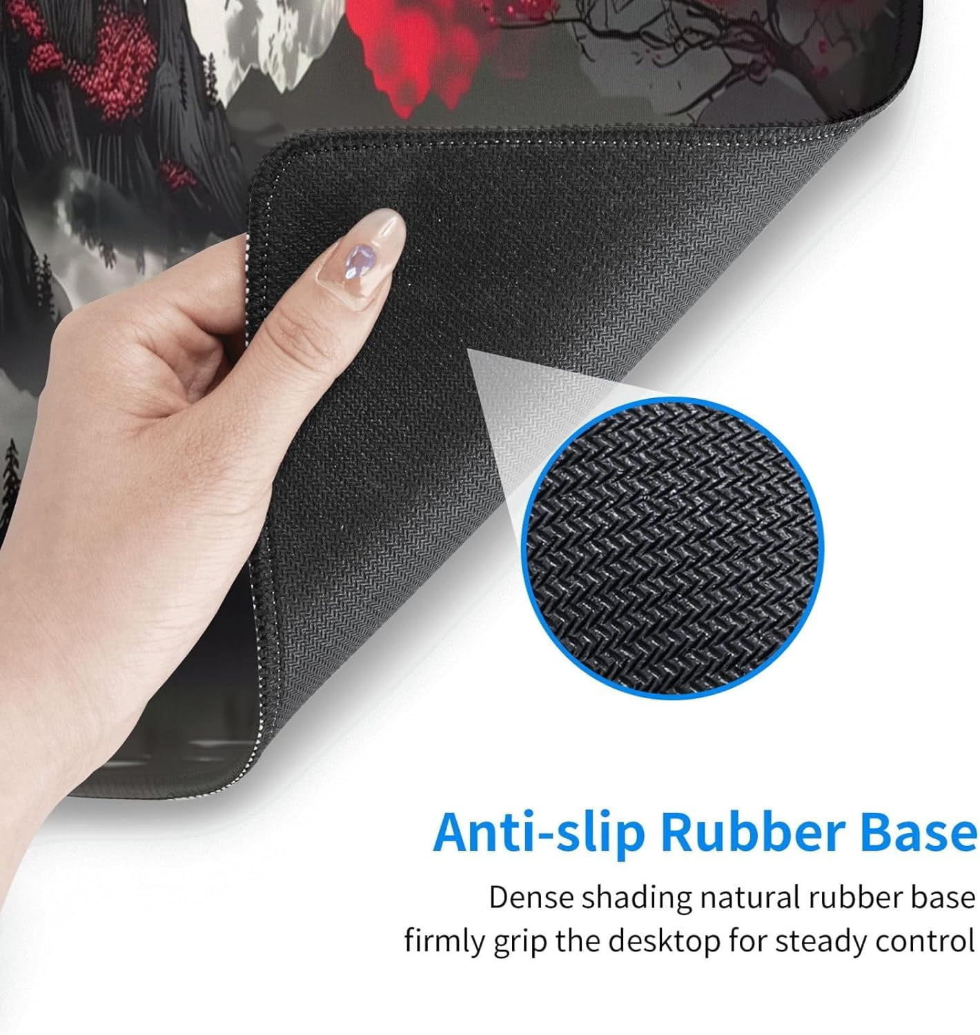 Mouse Pad, Large Japanese Desk Mat, XL Anime Gaming Keyboard Mat, Non-Slip Rubber Base, Big Extended Desk Protector for Home Office, 31.5”x11.8”