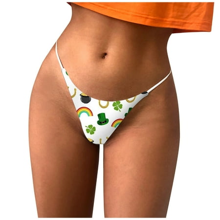 

EHTMSAK G String Thong for Women Low Rise Stretch Sexy Print Underpant Orange 2XL