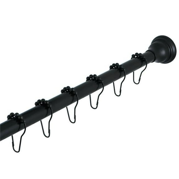 Straight Shower Curtain Rod with Shower Curtain Rings, Oil Rubbed Bronze