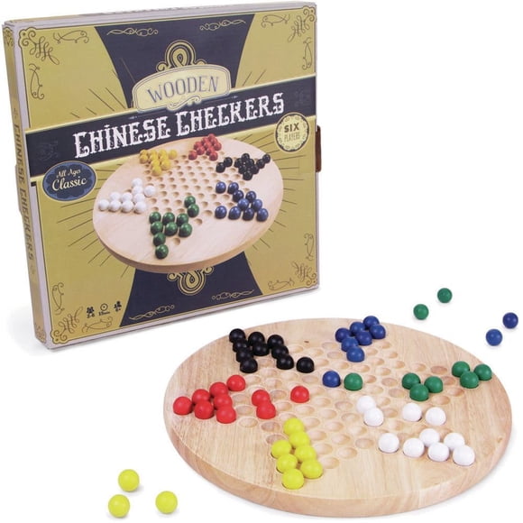 Chinese Checkers Brybelly, madera totalmente natural con canicas de madera