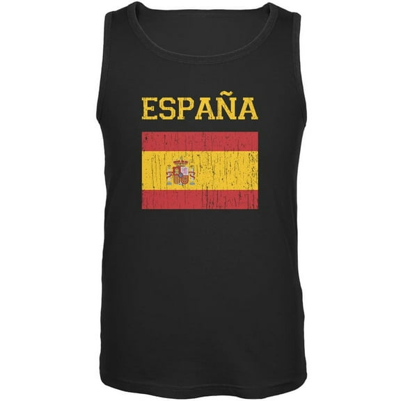 World Cup Distressed Flag Espana Black Adult Tank Top