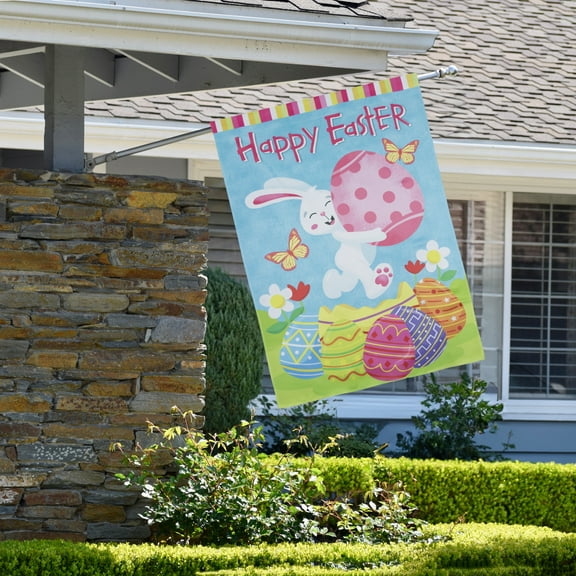 Northlight Happy Easter Bunny with Eggs Outdoor House Flag 28" x 40"
