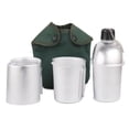 thumbnail image 2 of Ensemble de Batterie de Cuisine 4 Pcs Tasse de Cantine en Aluminium Ensemble en Bois avec Spork Pliable et Sac de Protection pour Camping Randonnée Backpacking, 2 of 7