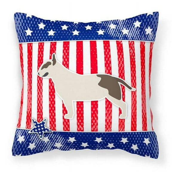 Caroline's Treasures BB3378PW1414 USA Patriotic Bull Terrier Fabric Decorative Pillow , 14Hx14W, multicolor