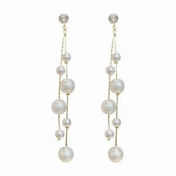 DESIGNICE Pearl Earrings Dangling,Elegant Chain Earrings for Women,Luxurious Dangling Earrings with Gold Plated Details