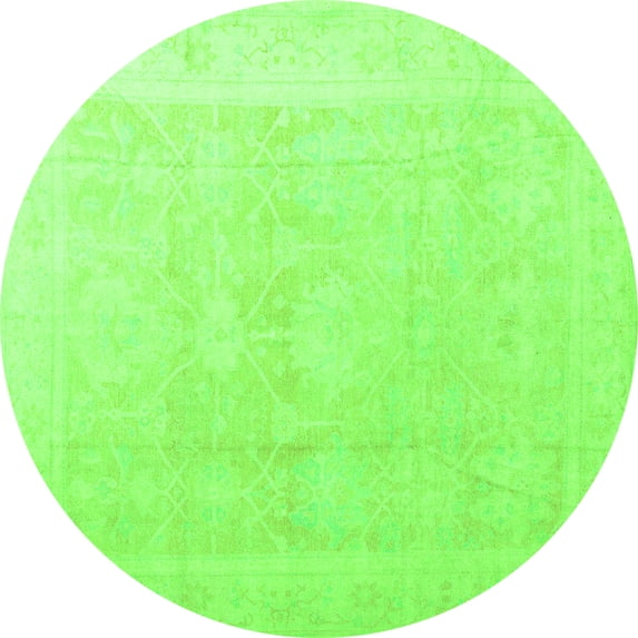 Ahgly Company Indoor Round Abstract Green Modern Area Rugs, 6' Round