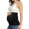 thumbnail image 2 of Maternity Belly Band for Pregancy Extender Strechy Belt of Pants for All Stages of Pregnancy Black/Beige, 2 of 7