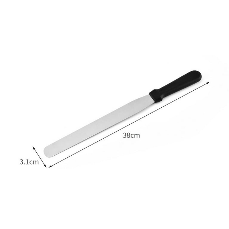 Stainless Steel Plastic Handle Cream Spatula Cake Kiss Knife Spatula Baking  Tool 14.96*1.22*2.36Inches Silver 