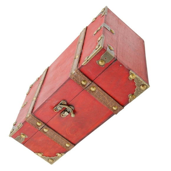 Coffre Au Trésor Rectangulaire Vintage, Grande Capacité, Coin Renforcé, Coffre Au Trésor En Bois Pour Cartes Postales, Photos, Bijoux(6282-2301)