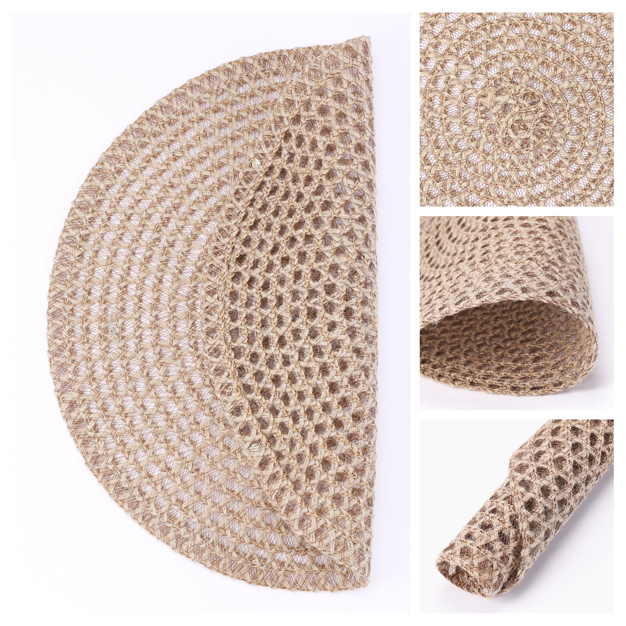 Unique Bargains 6Pcs Farmhouse Hollowed-out Placemats Brown 15x15inch