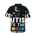 thumbnail image 3 of Balery I Love With Autism To The Moon And Back Print Men's Hawaiian Shirts Short Sleeve Beach Shirt Relaxed Fit Vacation Button Down Shirts-Medium, 3 of 9