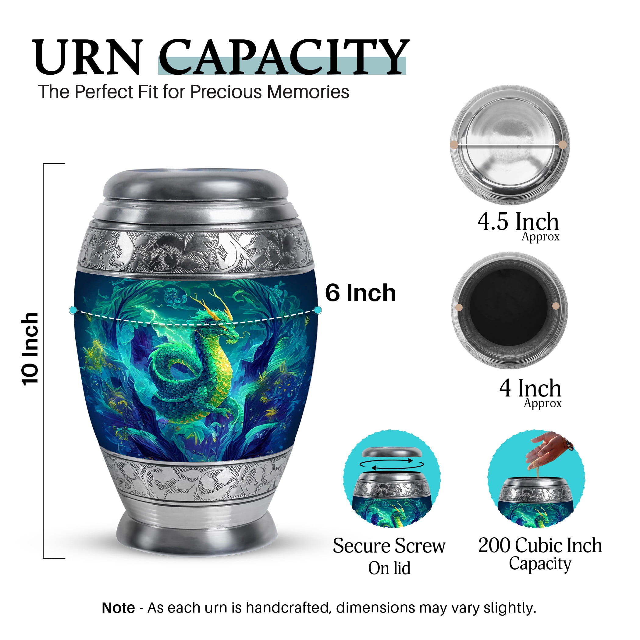 SABURIAL Dragon Urn - Keepsake Funeral Urn For Ashes Man - Little Urns For Human Ashes Adult Female Mom - Combo Of 10 Inch & 3 Inch - Large Decorative Urns