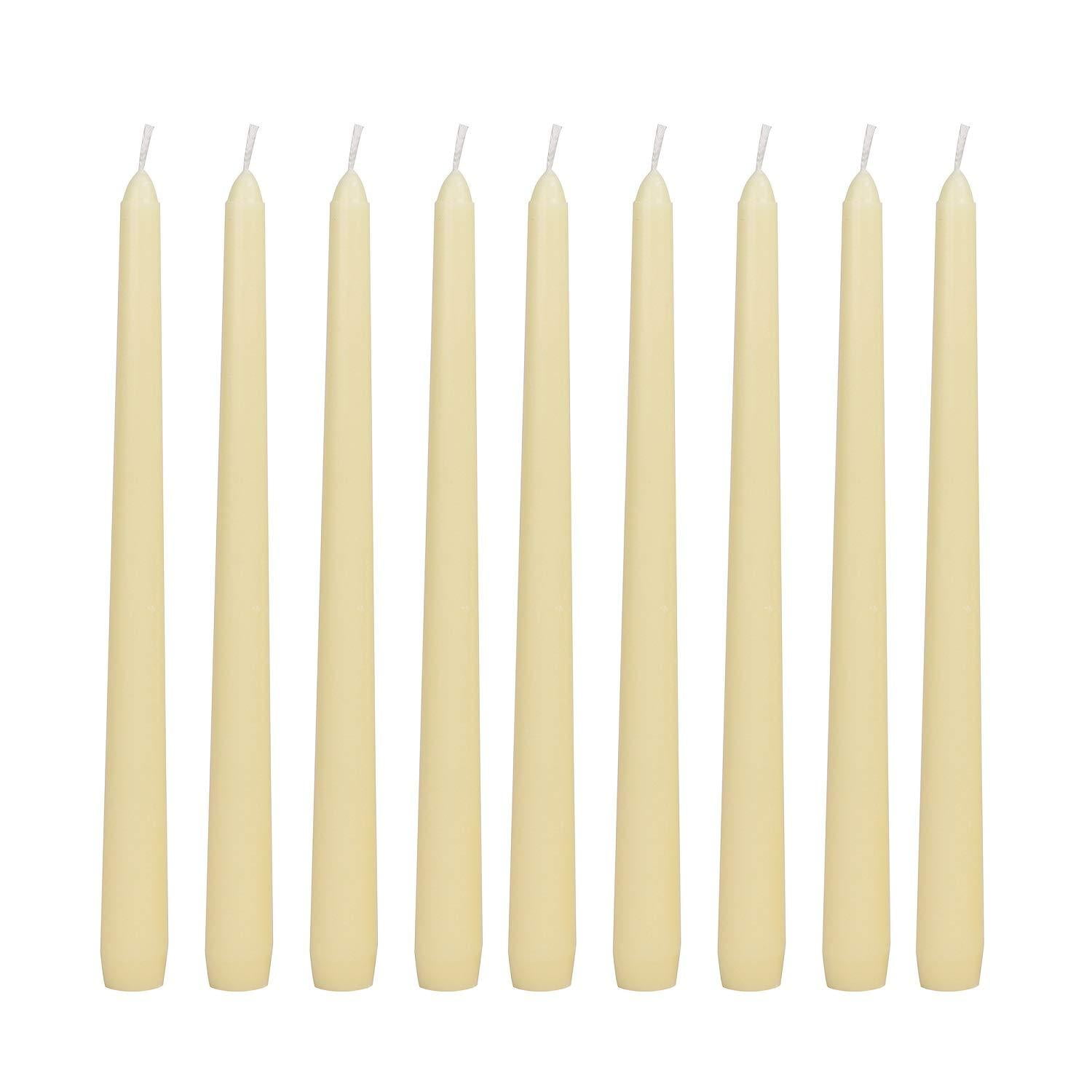 Ivory Taper Candles Pack of 30 Candles 10 inch Tall, 3/4 inch Thick