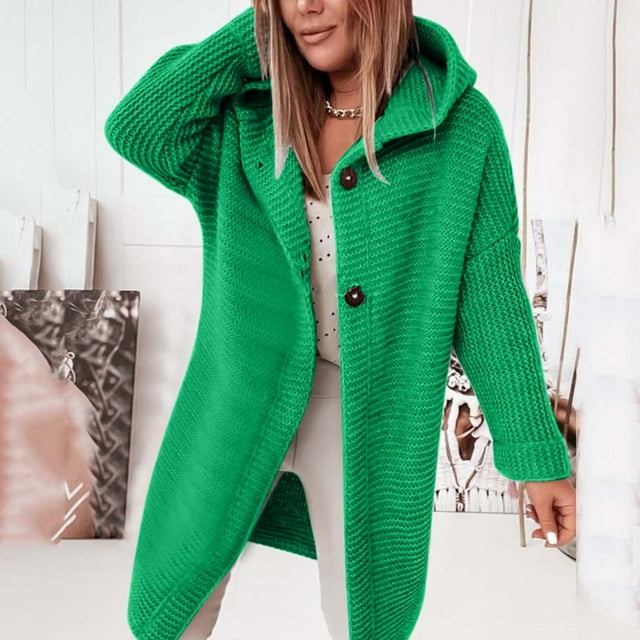 Baberdicy Women's Hooded Knit Cardigan, Commuter Poncho Sweater, Plus-Size Layer & Fall Strolls , Hooded Knit Cardigan, Commuter Poncho Sweater, Plus-Size Layer A M