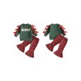 thumbnail image 2 of RUINIXCW Toddler Girl Christmas Outfits Letter Embroidery Sweatshirt and Flare Pants, 2 of 8