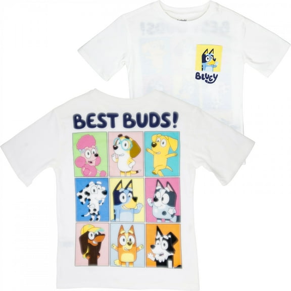 Bluey 895059-size7 Best Buds Boys Pocket T-Shirt - Size 7