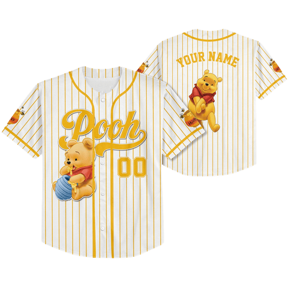 Personalize Winnie the Pooh Baseball Jersey, Custom Kid Youth Adult Disney Jersey