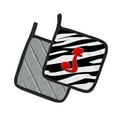 thumbnail image 2 of Monogram Initial J Zebra Red Pair of Pot Holders, 2 of 2