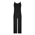 thumbnail image 5 of ShomPort Jumpsuits for Women Casual Summer Sleeveless V Neck Baggy Loose Ribbed Overalls Wide Leg Solid Rompers with Pockets (X-Large, Black), 5 of 7