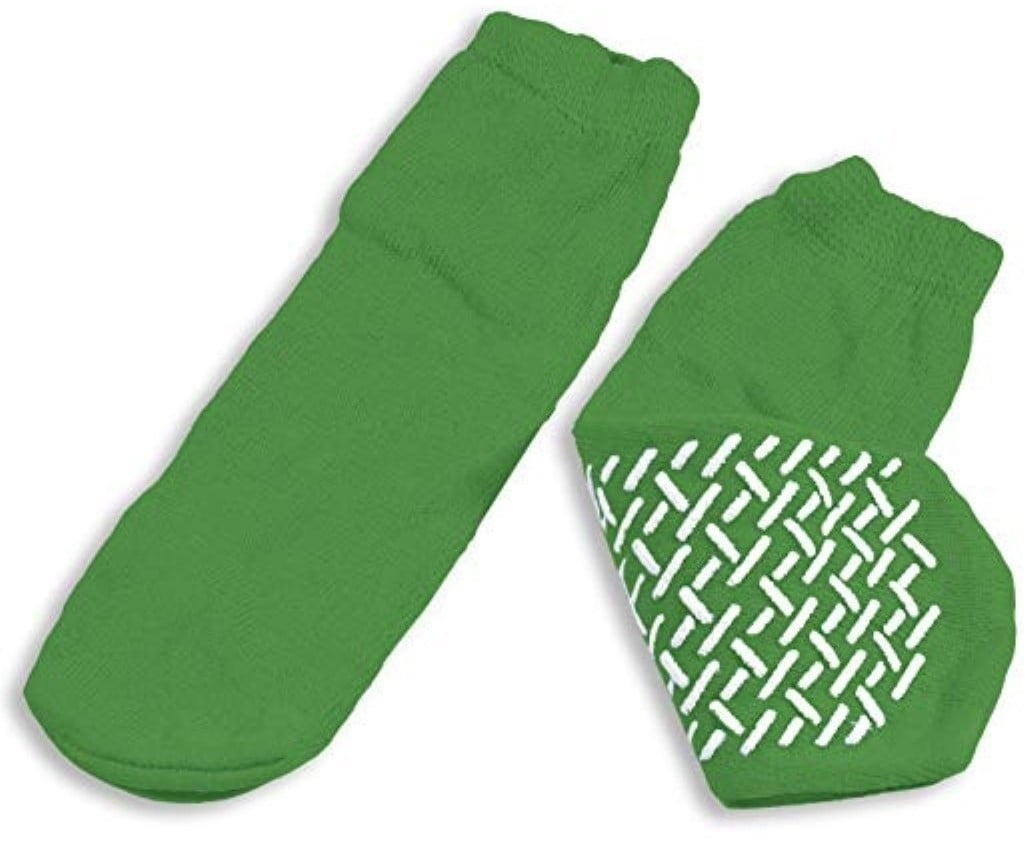 Dynarex Slipper Socks Soft Sole Medium Green Ankle High Men's Size 5