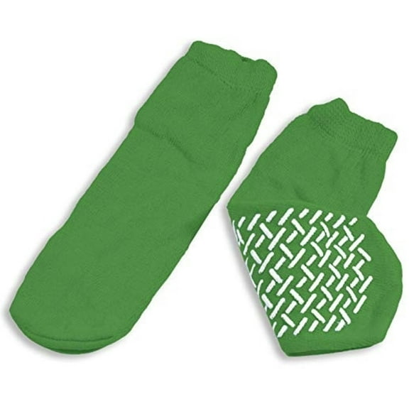 Dynarex Slipper Socks Soft Sole Medium Green Ankle High - Men's Size 5 to 6, Women's Size 6 to 7 - 1 Pair