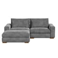 thumbnail image 4 of Isabella Sectional Sofa Corduroy Velvet with one Ottoman in Dark Gray Color, 4 of 9