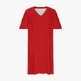thumbnail image 4 of Loopsun Womens Summer Dresses, Plus Size Dress for Women, Casual V-Neck Short Sleeve Solid Plus Size Midi Dress with Pockets Red 4XL, 4 of 5