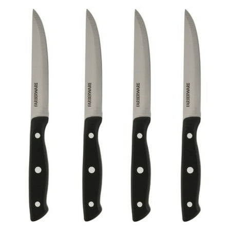 Farberware Classic 4.5-inch Full Tang Triple Riveted Steak Knife with Black Handle Set of 4