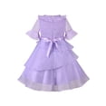 thumbnail image 2 of Girl Dress Purple Floral Flare Layered Skirt Halloween Party 4 Years, 2 of 6