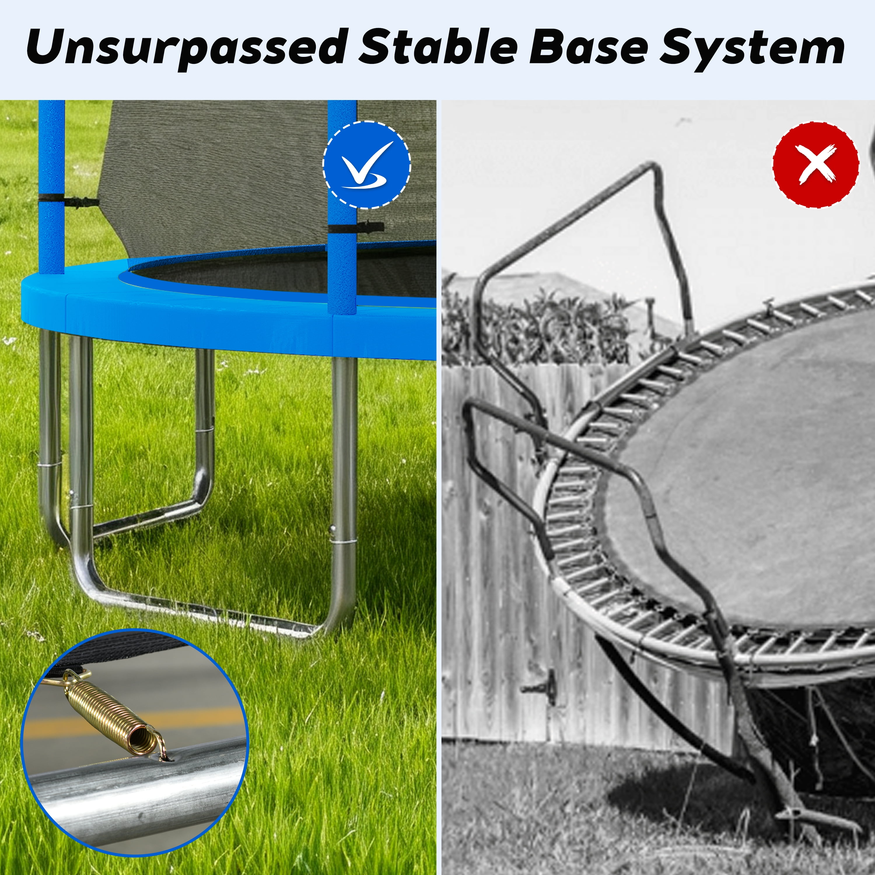 EUROCO 14FT Trampoline with Enclosure Net and Ladder for Backyard, 14' Round Outdoor Trampoline for Kids and Adults